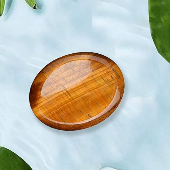 Thumb Worry Stone Tiger's Eye Quartz Crystal Rock GIFT BAG Anxiety Crystal NEW - Picture 1 of 6